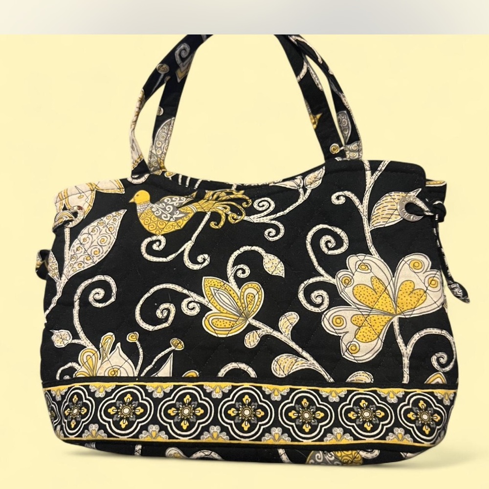 Vera Bradley Black and Yellow Floral Tote